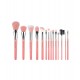 Bdellium Tools Pink Bambu Complete 14pc. Brush Set with Roll-up Pouch